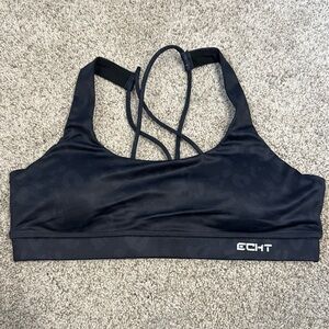 ECHT Women's Black Leopard Print Sports Bra